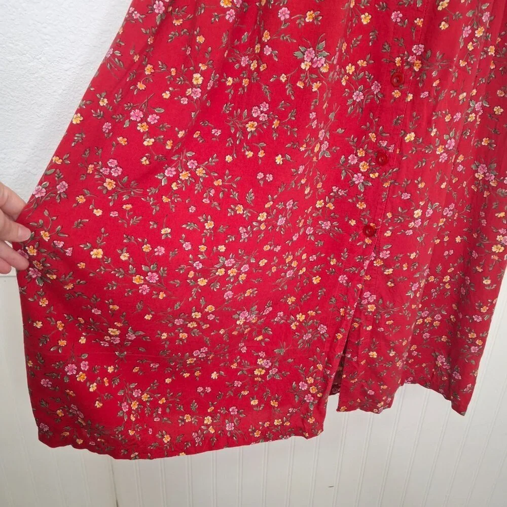 Erika & Co Floral Babydoll Maxi Summer Dress Sz L Boho Cottagecore Peasant - Picture 8 of 16